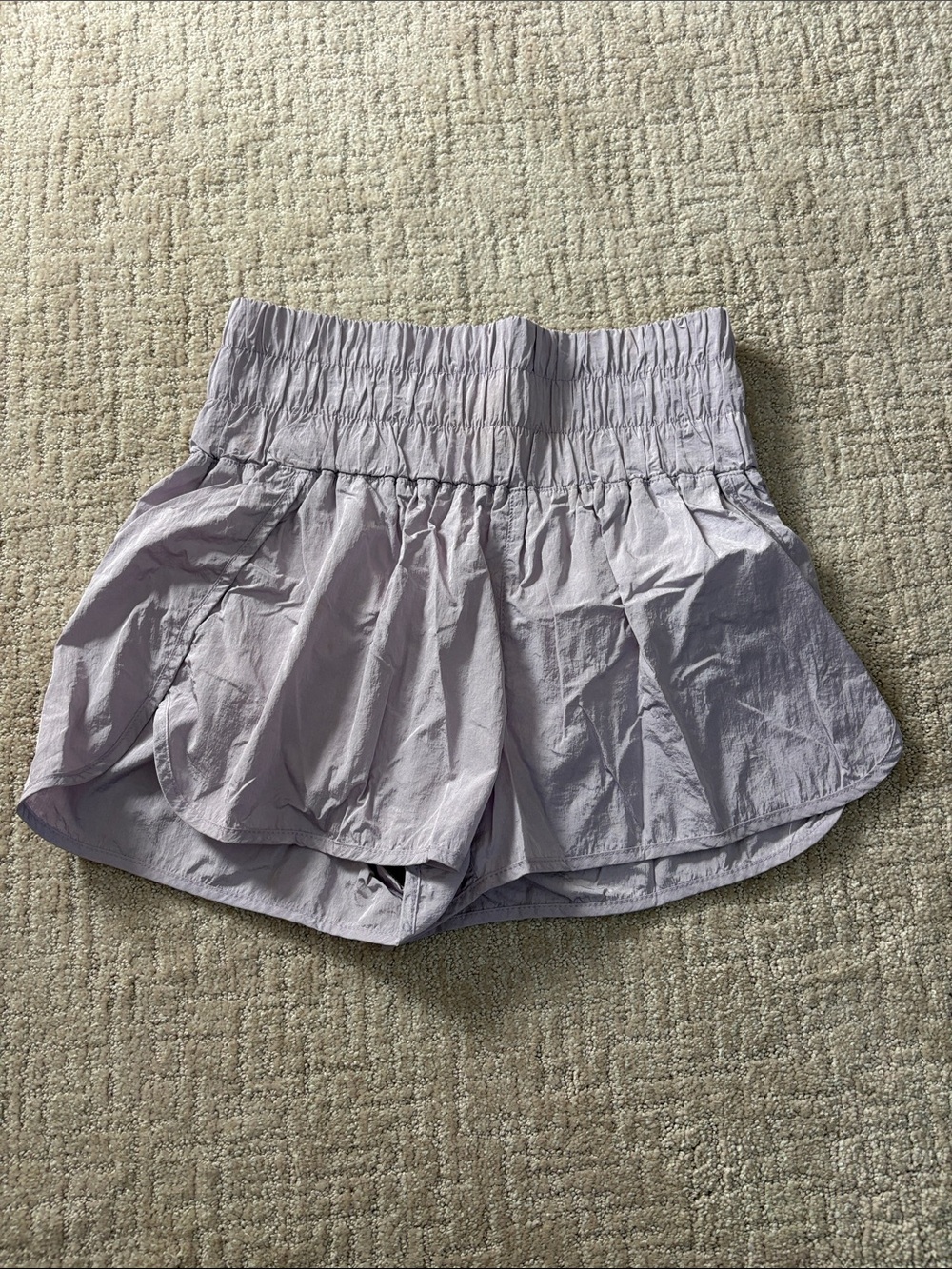 Free People Lavender Smocked Waist Athletic Shorts Women Large